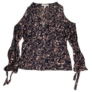 Derek Lam Silk Cold Shoulder Floral Top